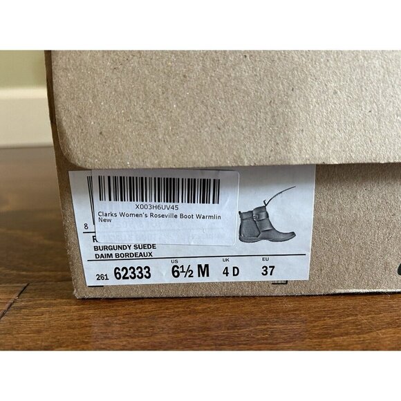 Clarks Women's Roseville 6.5 M Ankle Boot Fur Lined Mahogany Slip On NEW - Picture 6 of 11